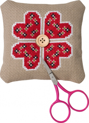Hearts Flower Needlepillow Kit
