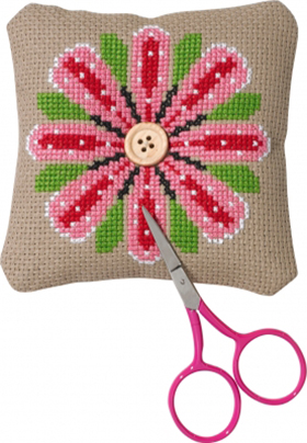 Lg. Pink Flower Needlepillow Kit