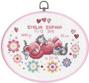 Girl Birth Announcement with Oval Frame Kit