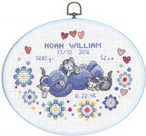 Boy Birth Announcement with Oval Frame Kit