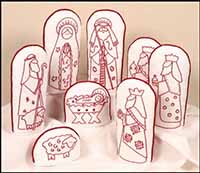 Folk Art Redwork Nativity Kit