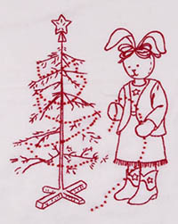 Redwork Frontier Christmas-Tree with Rabbit Kit