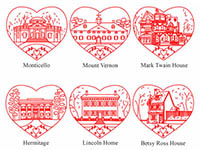 Hearts, Homes, History Redwork - set of 6  Kit