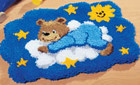 Blue Bear on Cloud Shaped Rug Latch Hook Kit