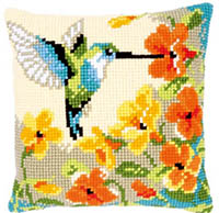 Hummingbird with Flowers Cushion Kit