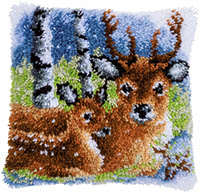 Deer in the Snow Cushion Latch Hook Kit