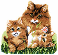 Cat Family Latch Hook Rug Kit