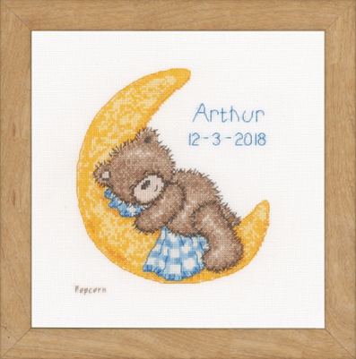 Popcorn Bear Sleeping Birth Announcement Kit