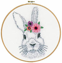 Rabbit with Flowers Embroidery Kit