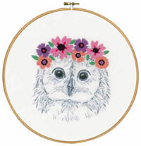 Owl with Flowers Embroidery Kit