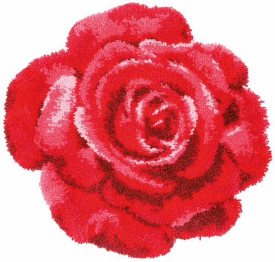 Red Rose Shape Rug Latch Hook Kit