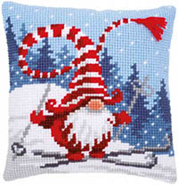 Christmas Gnome Skiing Cushion Kit