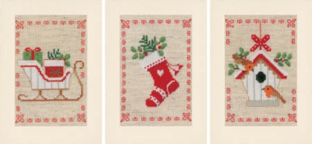 Christmas Motif Greeting Card Set of 3 Kit