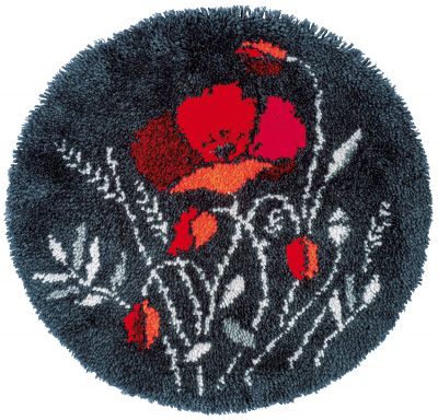 Poppies Latch Hook Shaped Rug  Kit