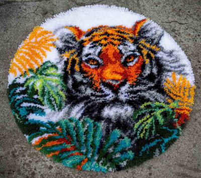 Tiger Jungle Leaves Latch Hook Rug Kit