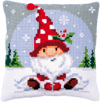 Christmas Gnome on Snow Cushion Kit