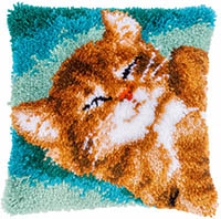 Cat Purring Latch Hook Cushion Kit