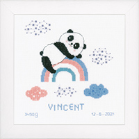 Panda on Rainbow Birth Announcement Kit