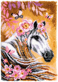 Horse with Flowers Latch Hook Rug  Kit