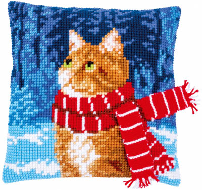 Cat with Scarf Cushion Kit
