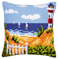 Lighthouse & Sailboats Cushion
