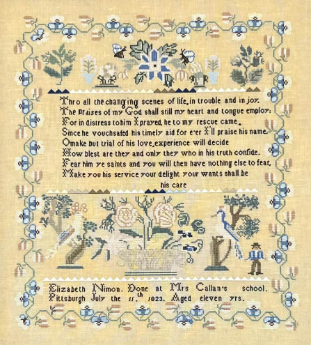 Elizabeth Nimon 1823 - Pennsylvania Sampler