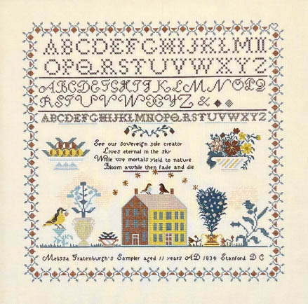 Melissa Fratenburg 1834 – New York  Sampler