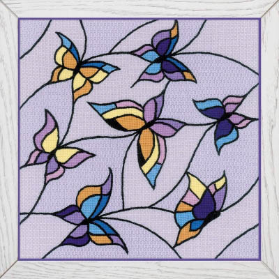 Stained Glass Window Butterflies Cushion Panel Kit