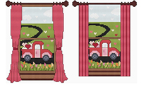 February Monthly Window View with Curtains & Blinds