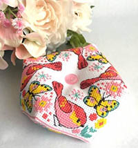 Birds & Flowers Biscornu of the Month #5 - Butterfly Biscornu