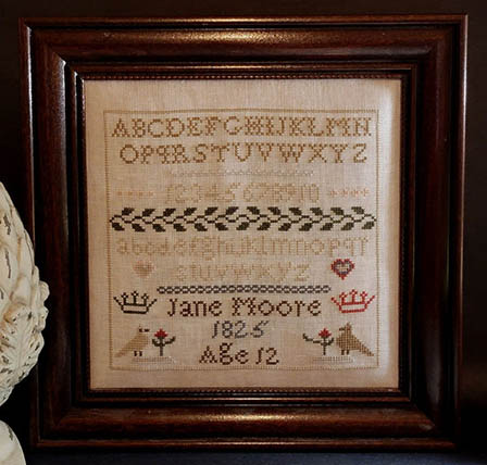 Jane Moore 1825 Miniature Sampler