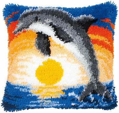 Dolphin at Sunset Latch Hook Cushion Kit