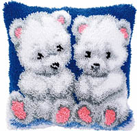 Polar Bear Cubs Latch Hook Cushion Kit