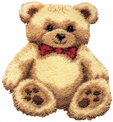 Brown Bear with Bow Latch Hook Rug Kit