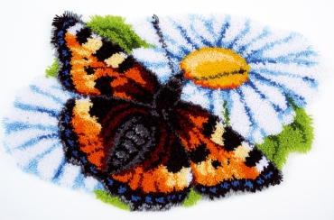 Butterfly on Daisy Latch Hook Rug Kit