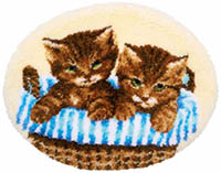 Kittens in Basket Rug Latch Hook Kit