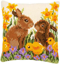 Rabbits with Chicks Cushion Kit