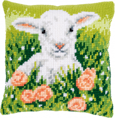 Lamb Among Flowers Cushion Kit