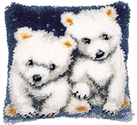 Little Polar Bears Latch Hook Cushion  Kit