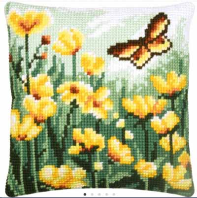 Butterfly & Yellow Daisy Cushion Kit