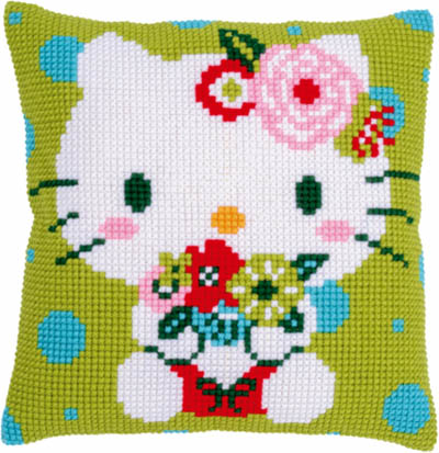 Hello Kitty Green Floral Cushion Kit