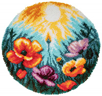 Poppies Latch Hook Shaped Rug Kit