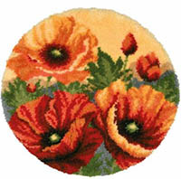 Poppies Latch Hook Round Rug Kit