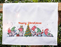 Gnomes with Christmas Tree Towel Embroidery Kit