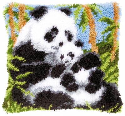 Panda Bears Latch Hook Cushion Kit