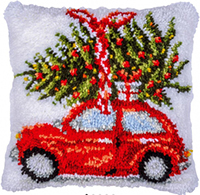 Christmas Car Latch Hook Cushion  Kit