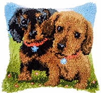 Dachshunds Latch Hook Cushion Kit