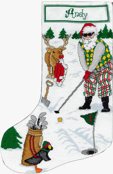 Golfing Santa Stocking