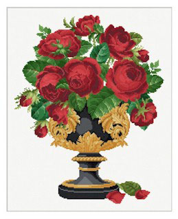 Roses in Black and Gold Cup