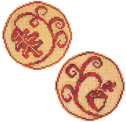 Circle Ornaments - Elegant Oak Leaf and Acorn